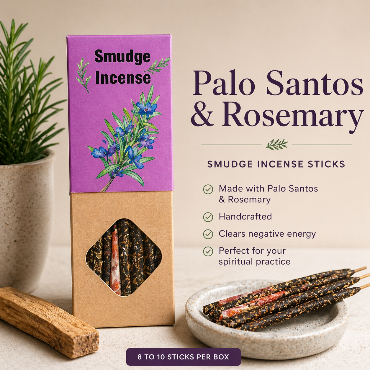 Palo Santos & Rosemary Smudge Sticks