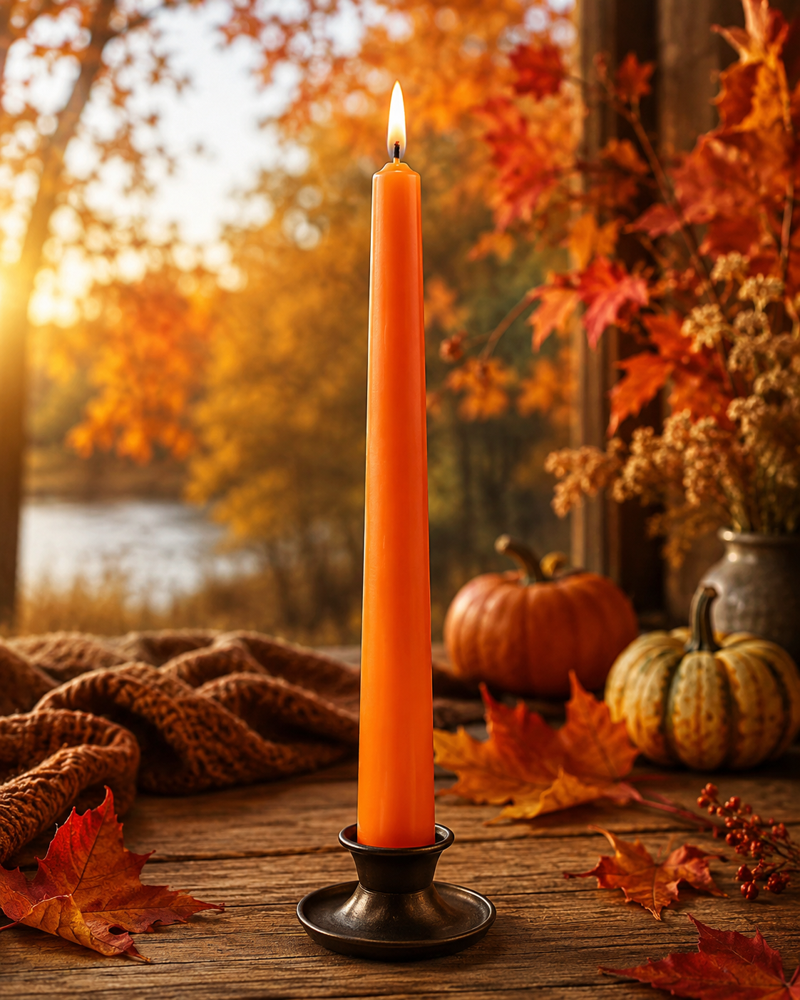 Orange Taper Candle